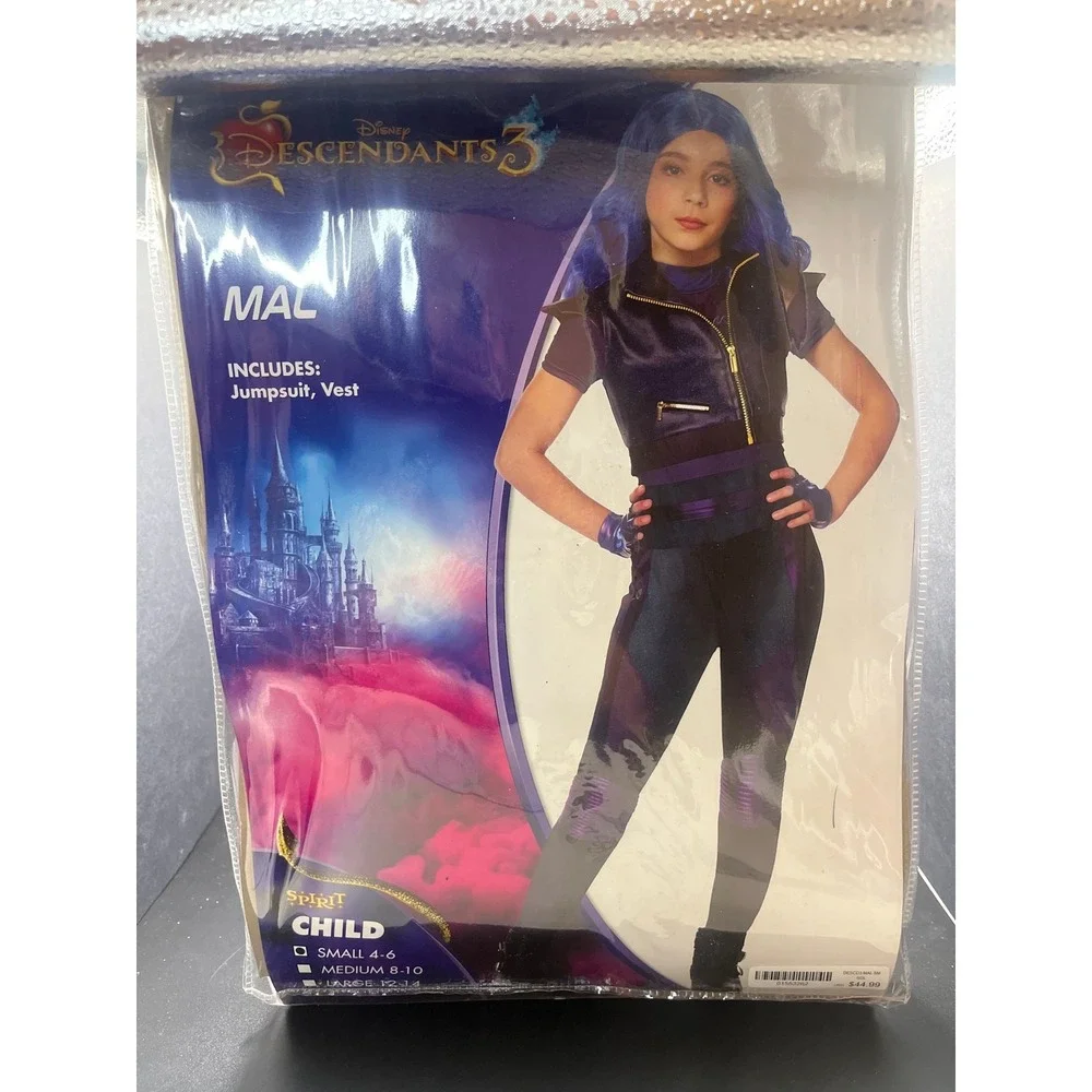 Disney Descendants 3 Mal Costume Spirit Halloween Child Small 4-6 Jumpsuit Vest